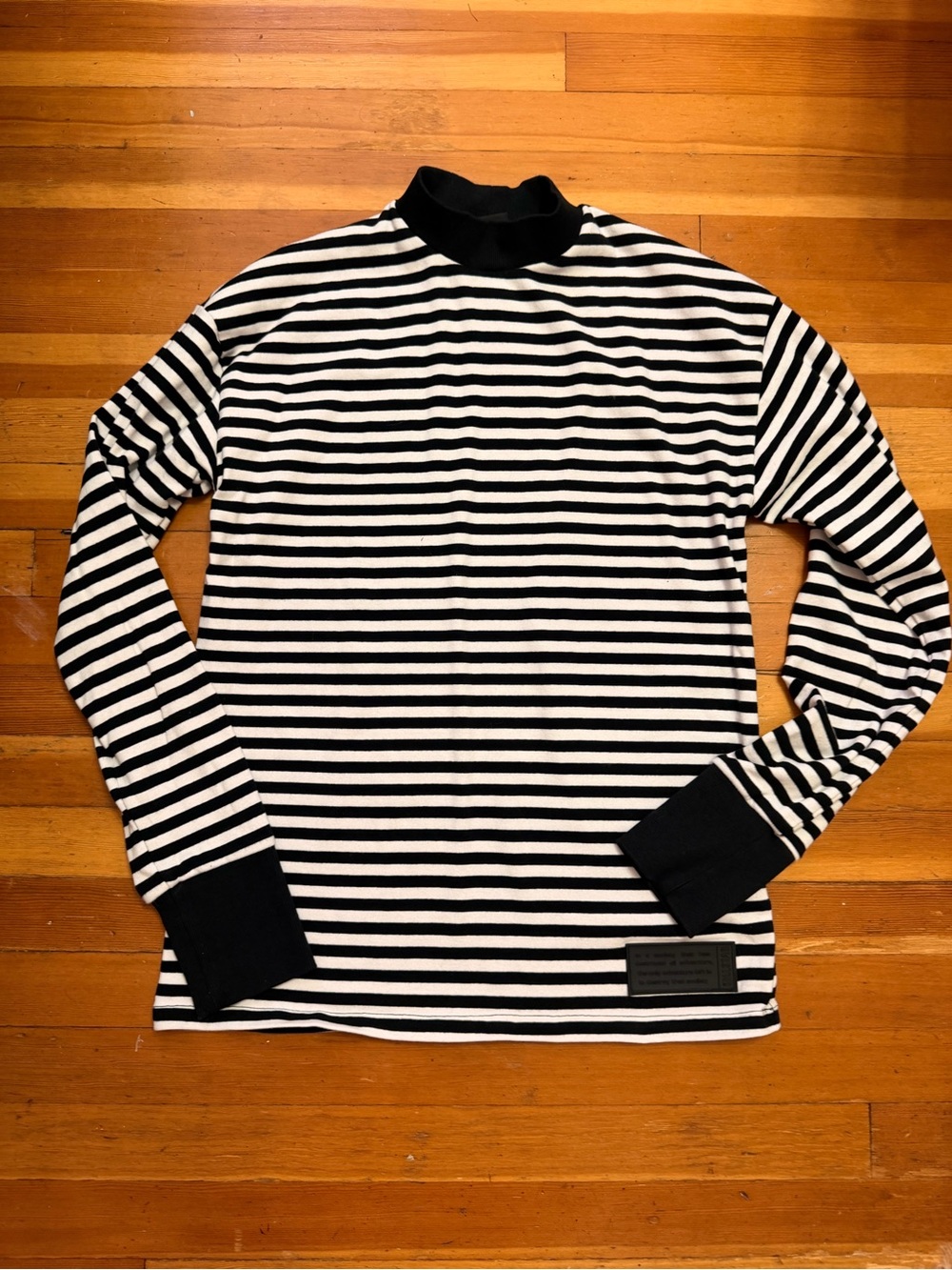 Killstar Black & White Striped Long-Sleeve Mock Neck Top